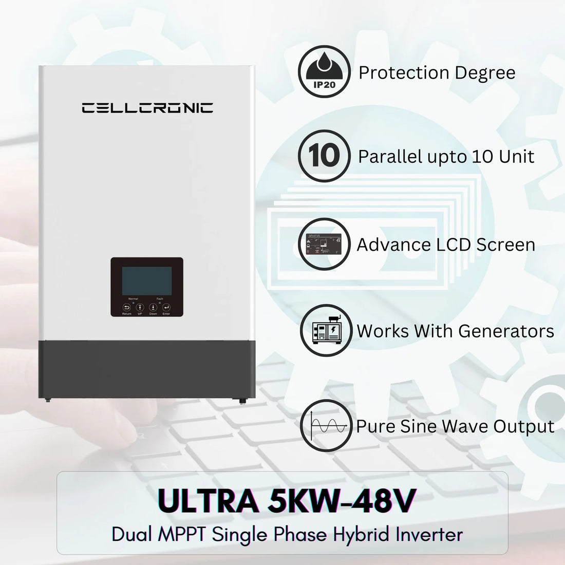 CELLCRONIC ULTRA 5KW-48V DUAL MPPT (Single Phase) Hybrid Inverter